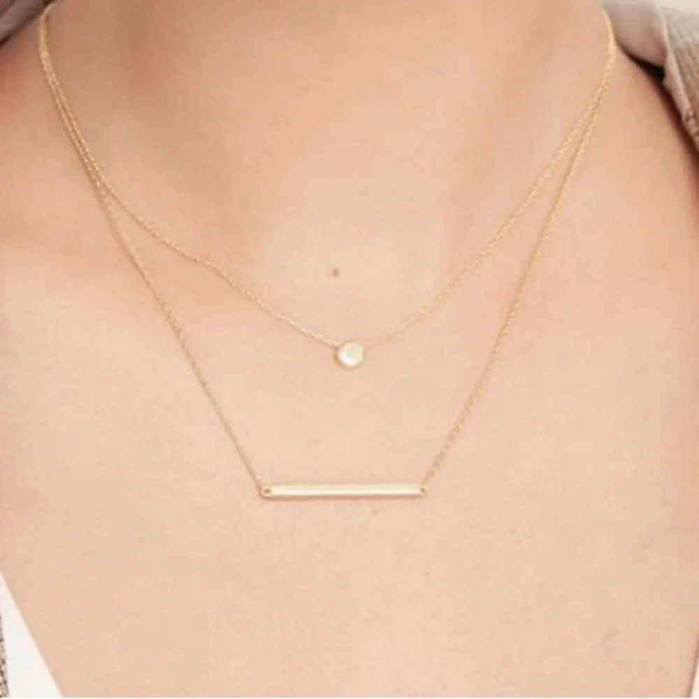 Minimalist‎ S.Leaf Sterling Silver Bar Necklace Pendant 18.5”